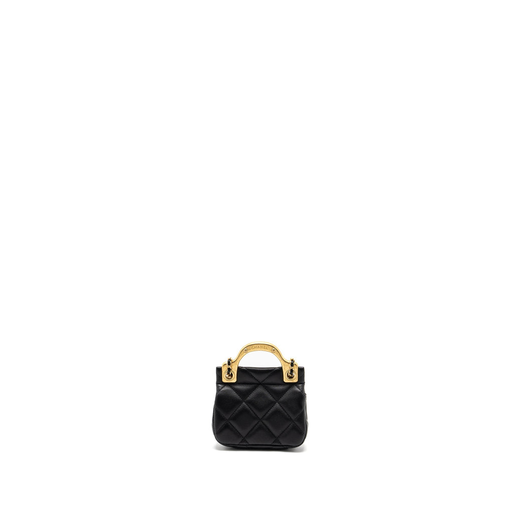 CHANEL 21K MINI FLAP BAG CALFSKIN BLACK BRUSHED GHW