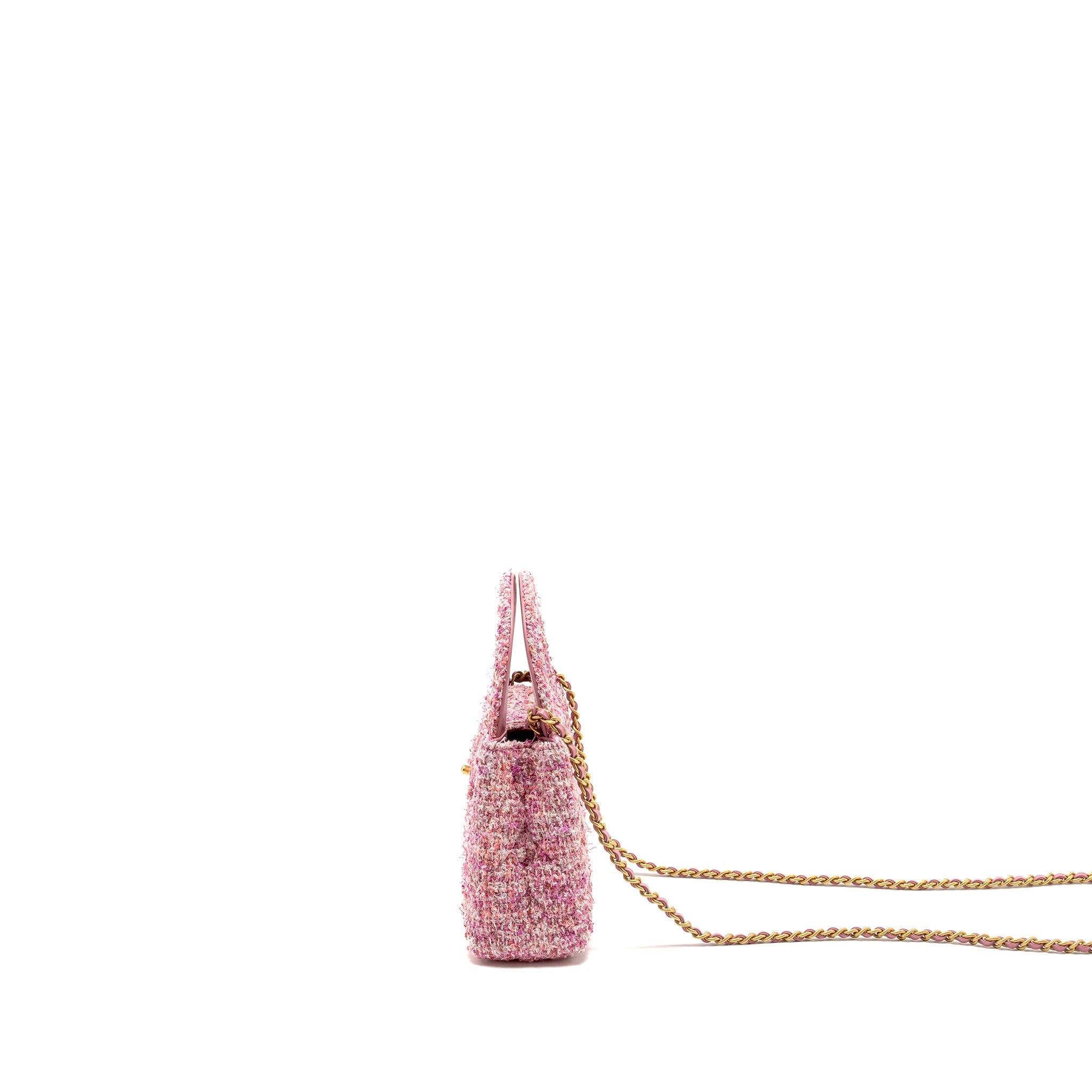 CHANEL 24P MINI KELLY/SHOPPING TOTE TWEED PINK/MULTICOLOUR GHW (MICROCHIP)
