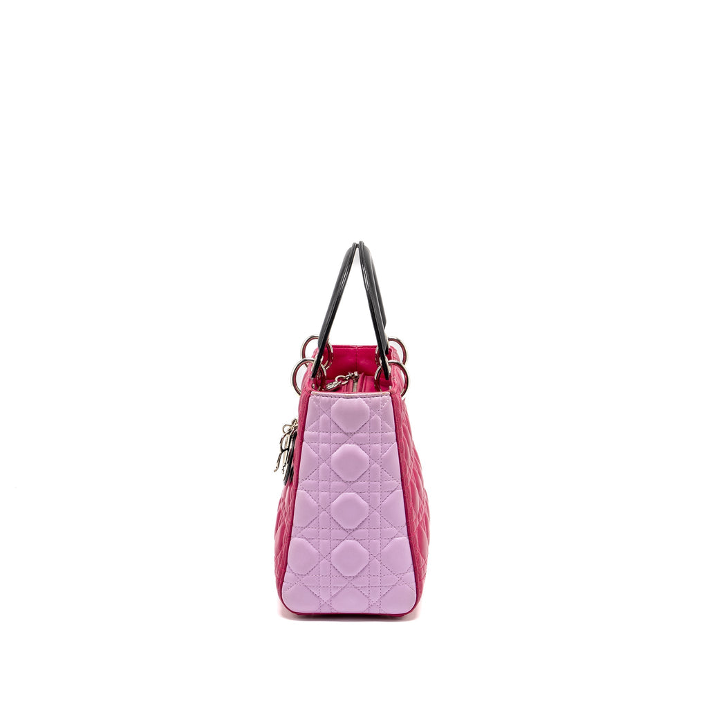 DIOR MEDIUM LADY DIOR LAMBSKIN PINK / MULTICOLOUR SHW