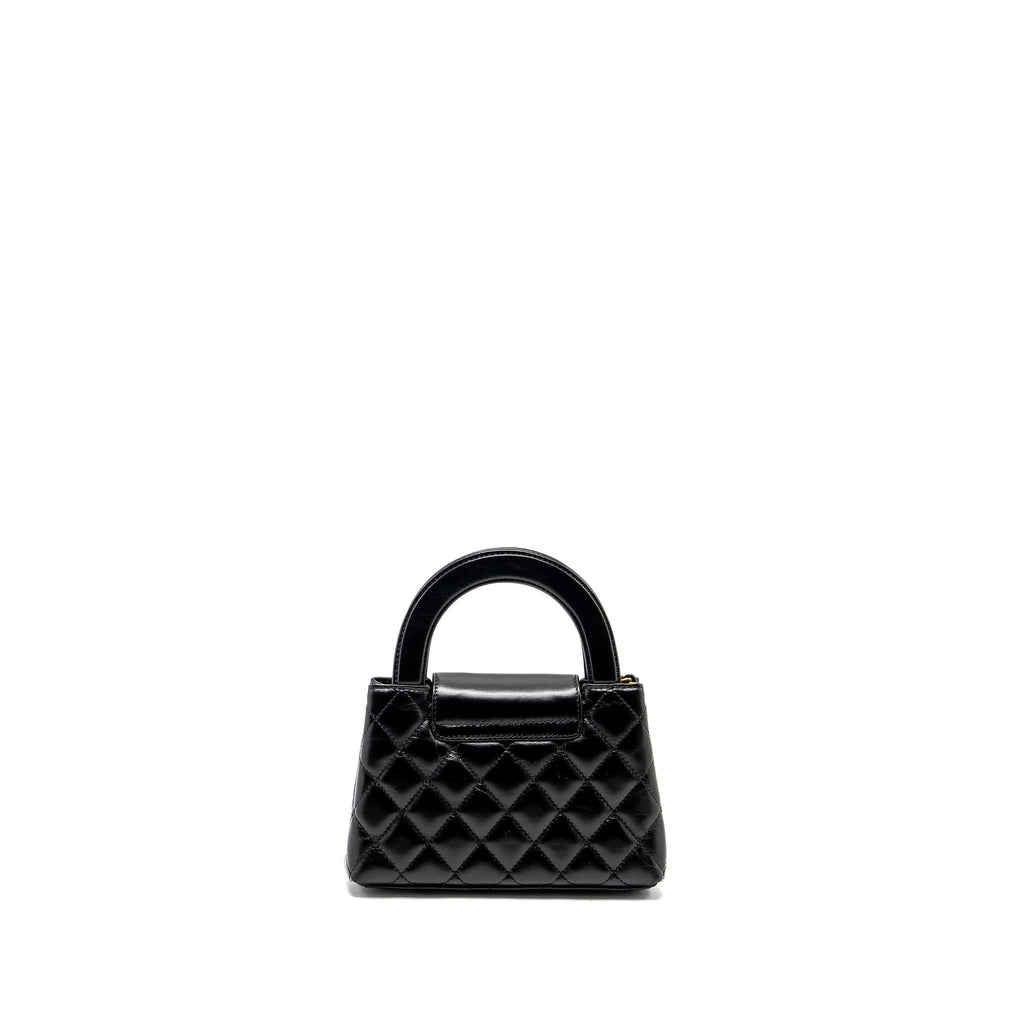 CHANEL MINI KELLY SHOPPING TOTE BAG CALFSKIN BLACK GHW (MICROCHIP)