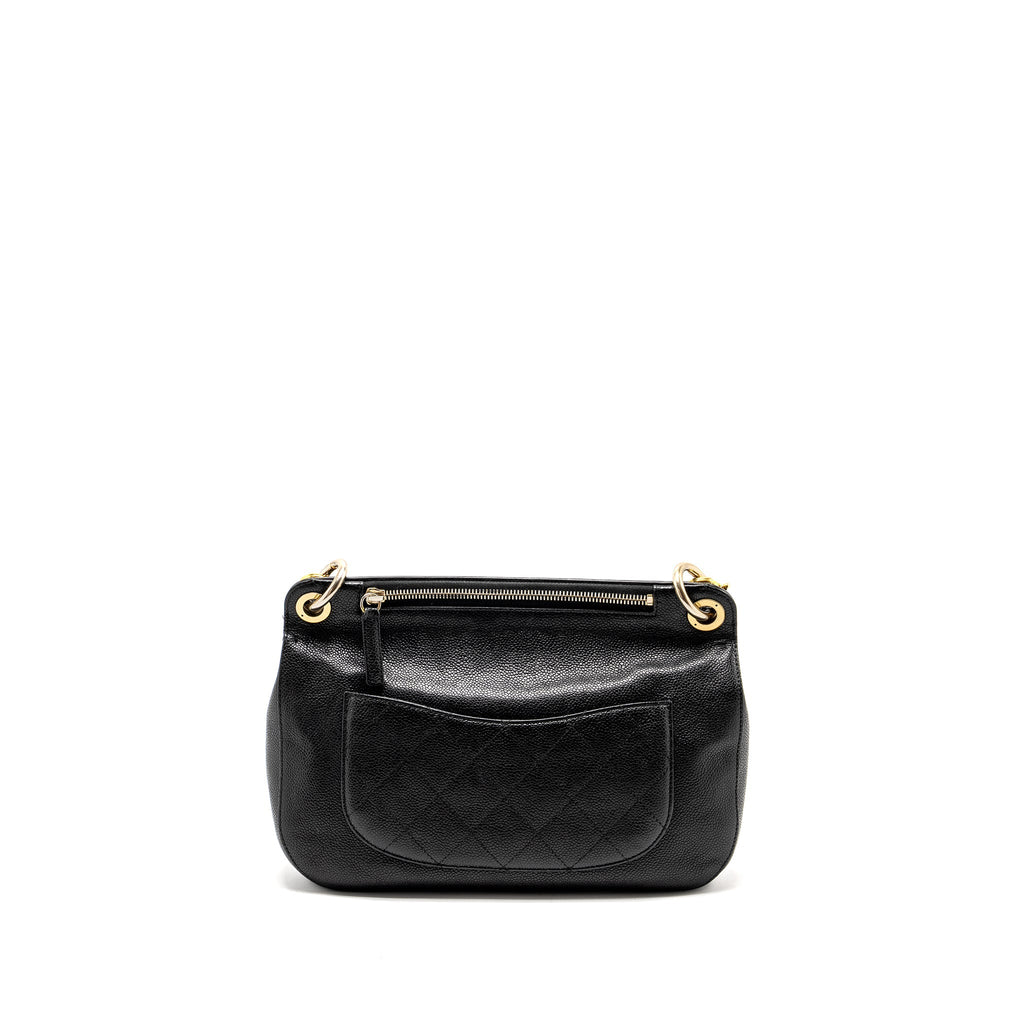 CHANEL LARGE TOP HANDLE FLAP BAG GRAINED CALFSKIN BLACK GHW
