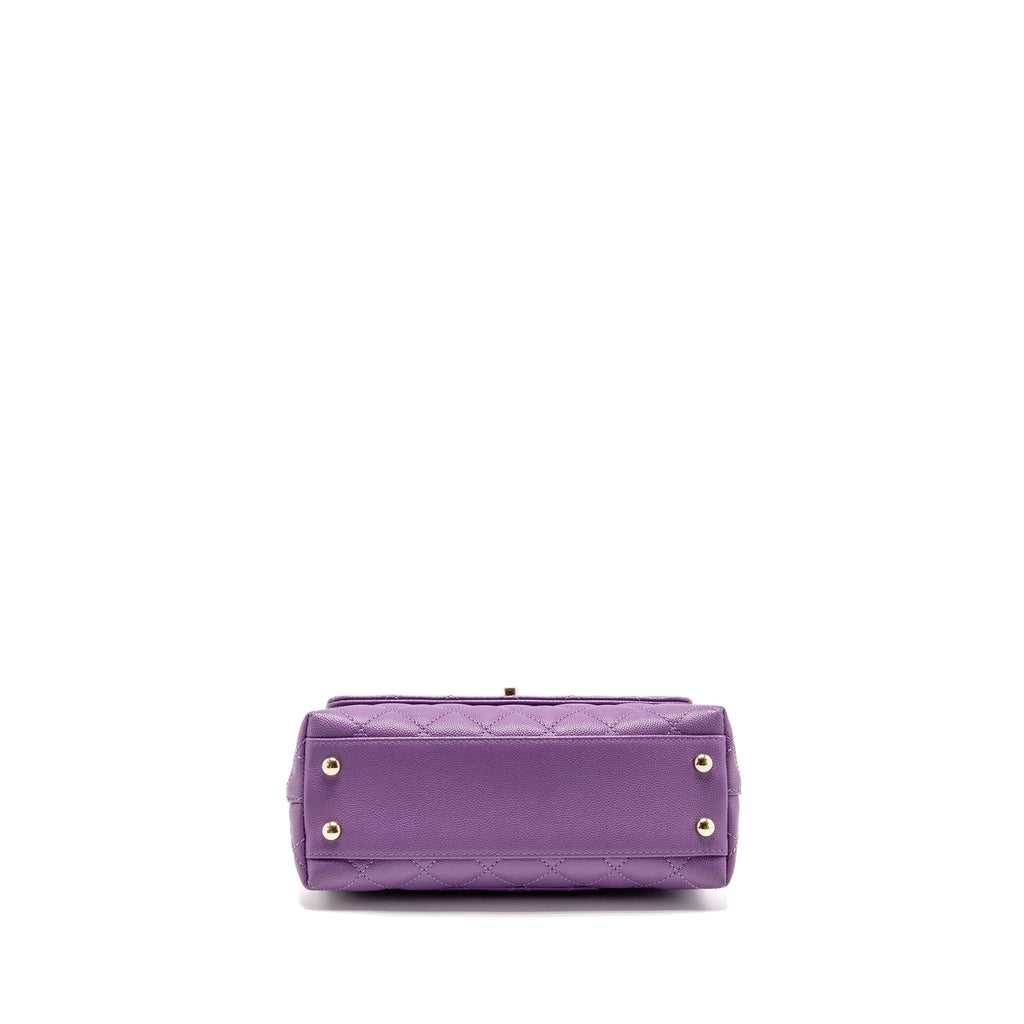 CHANEL SMALL COCO HANDLE CAVIAR PURPLE LGHW (MICROCHIP)