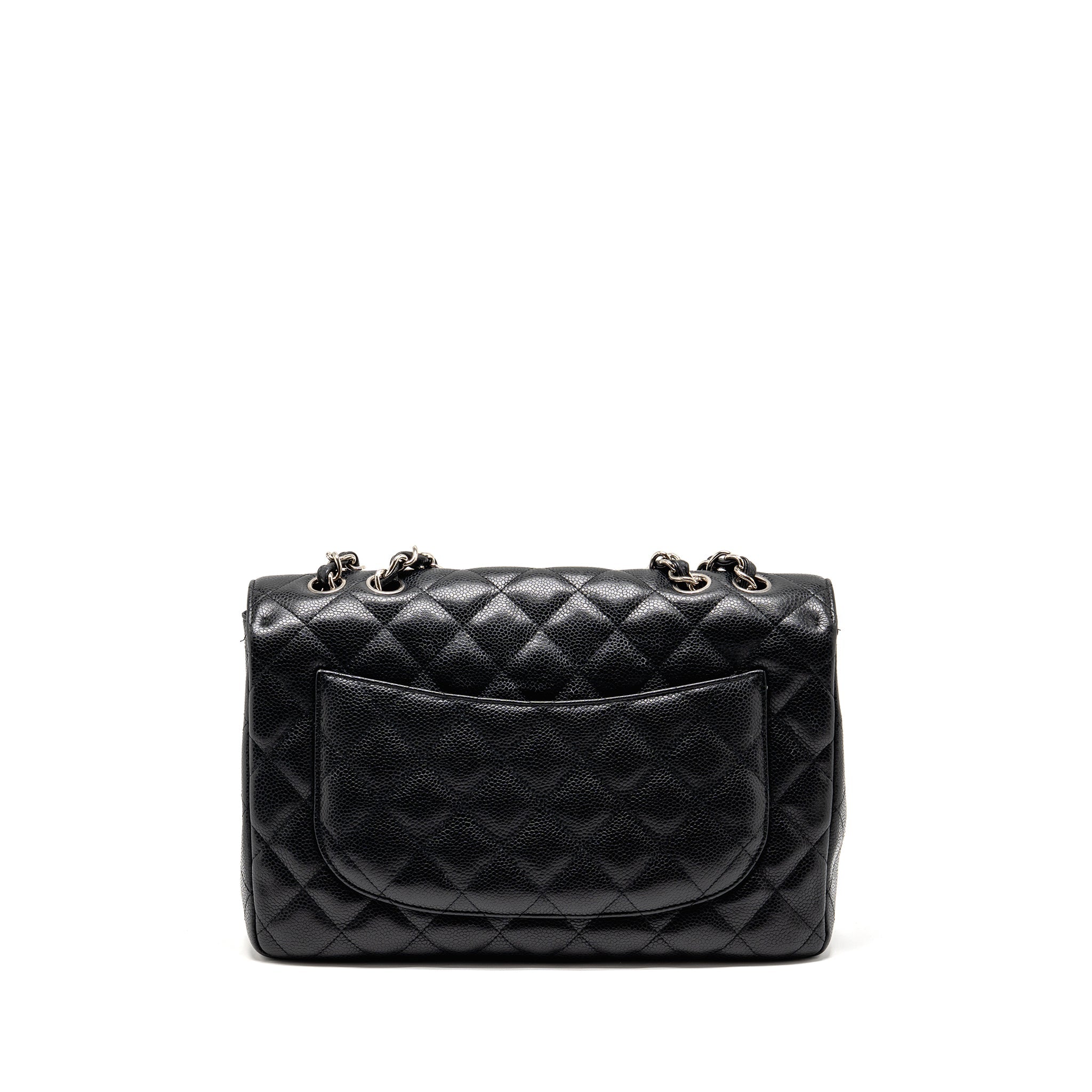 CHANEL JUMBO CLASSIC SINGLE FLAP BAG CAVIAR BLACK SHW