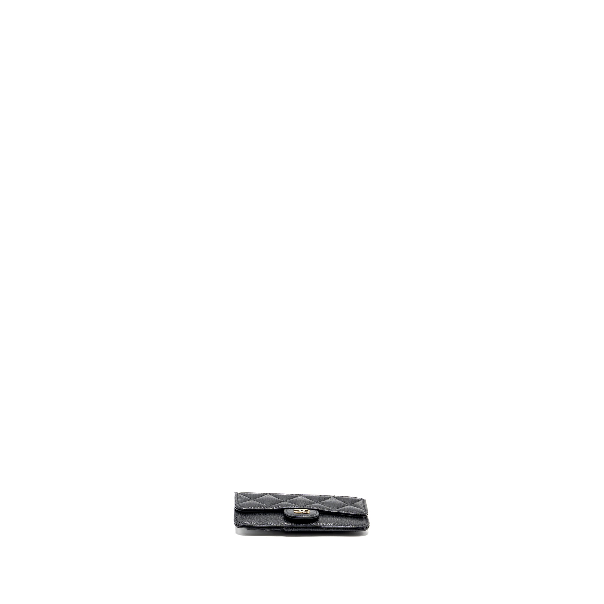 CHANEL FLAP WITH ZIP CARD HOLDER CAVIAR BLACK LGHW (MICROCHIP)