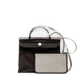 HERMES HERBAG 31 ZIP BAG CANVAS / HUNTER EBENE / ECRU SHW