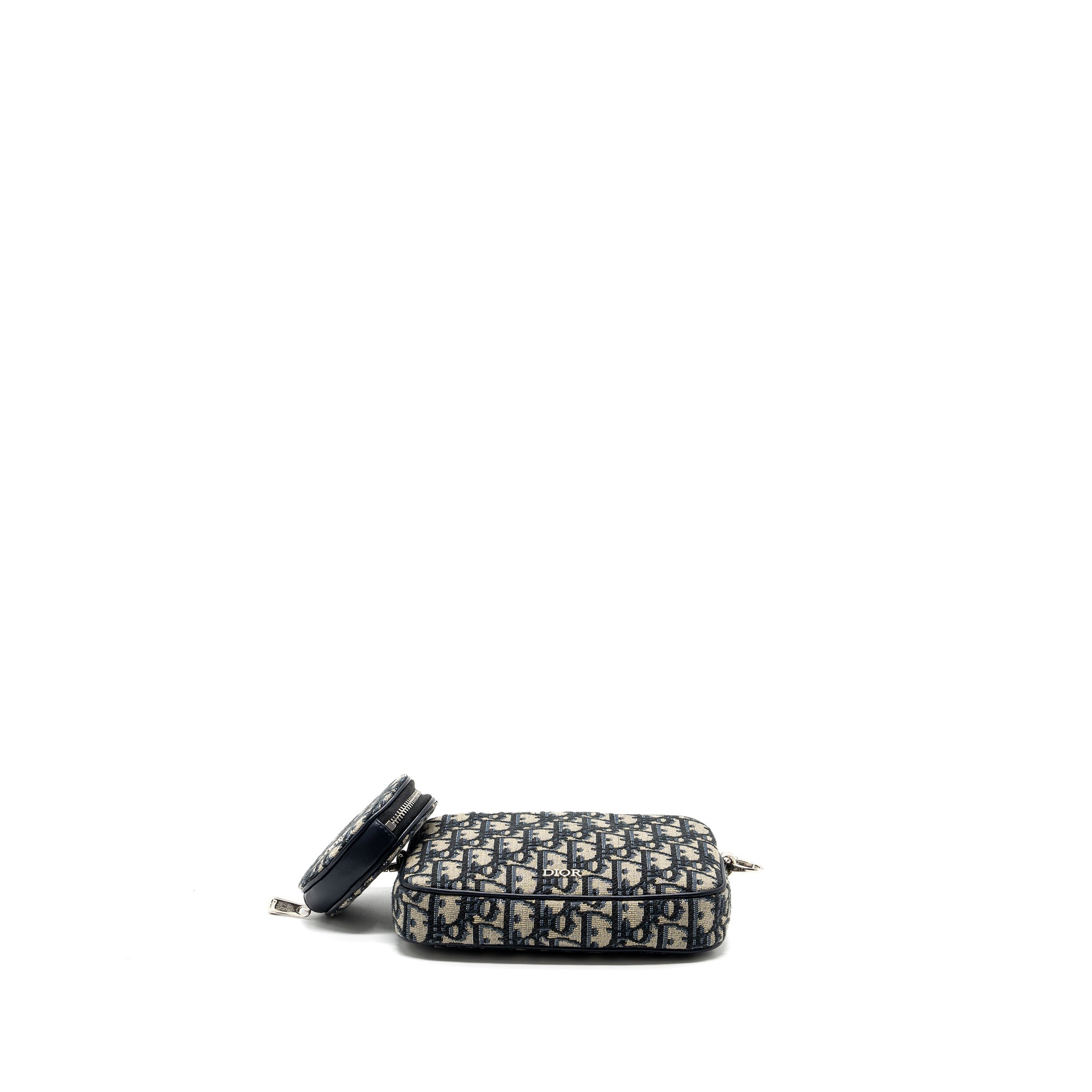 DIOR 3 IN 1 MINI ZIPPER POUCH WITH STRAP BLUE JACQUARD SHW