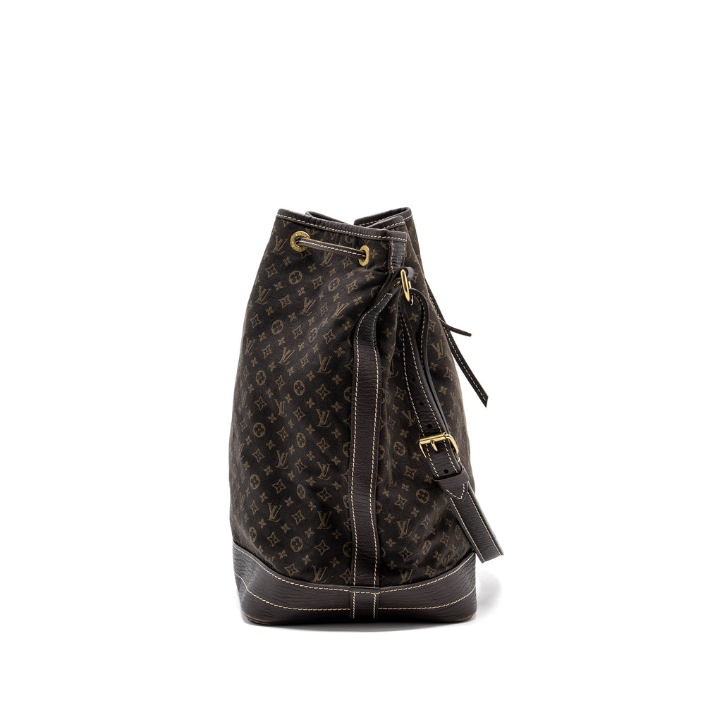 LOUIS VUITTON LIN NOE BAG FABRIC / LEATHER EBENE GHW