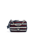 CHANEL QUILTED FLAP BAG FABRIC MULTICOLOUR BLUE / RED / WHITE SHW