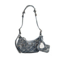 BALENCIAGA LE CAGOLE XS SHOULDER BAG BB MONOGRAM DENIM LIGHT BLUE SHW
