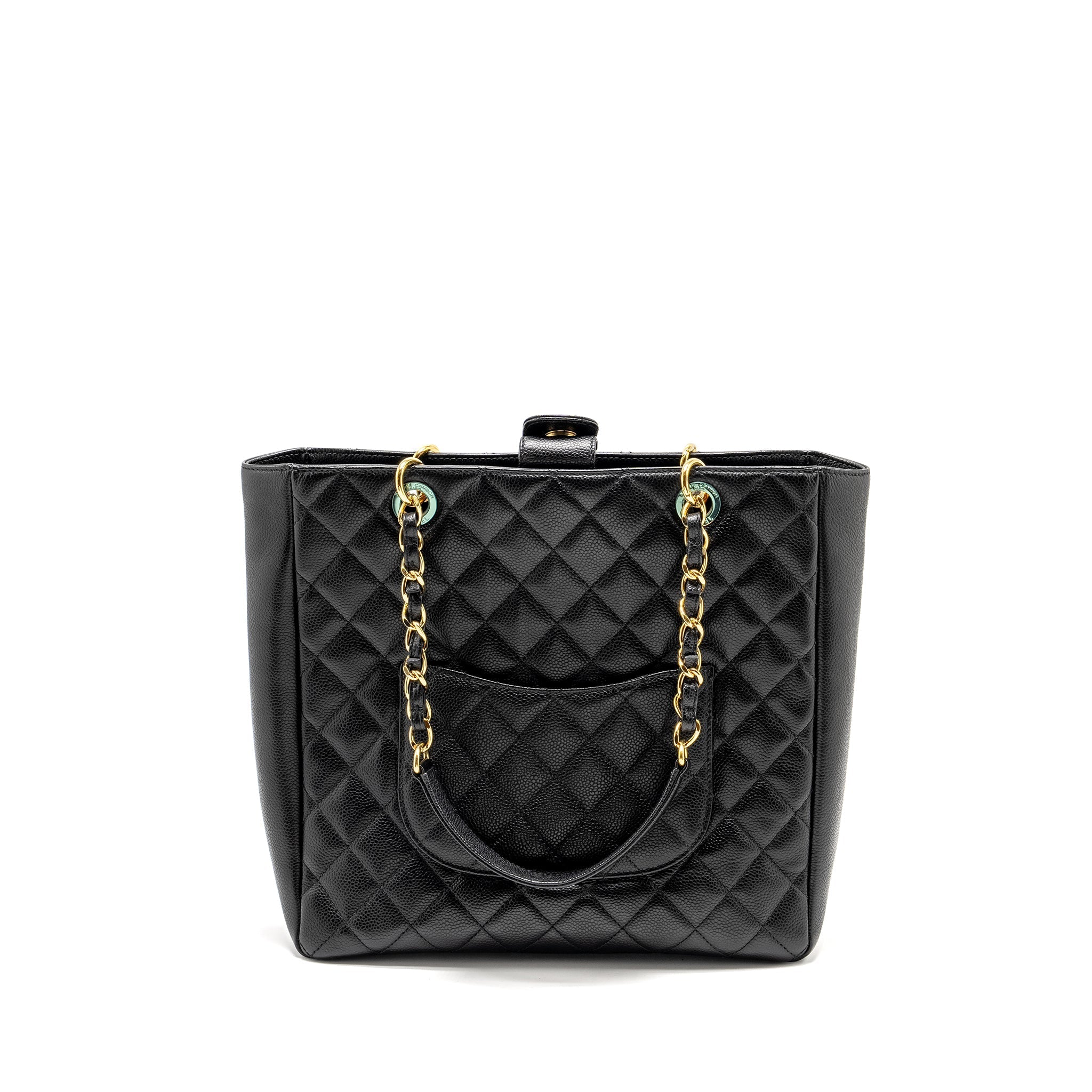 CHANEL PETIT SHOPPING TOTE BAG CAVIAR BLACK GHW