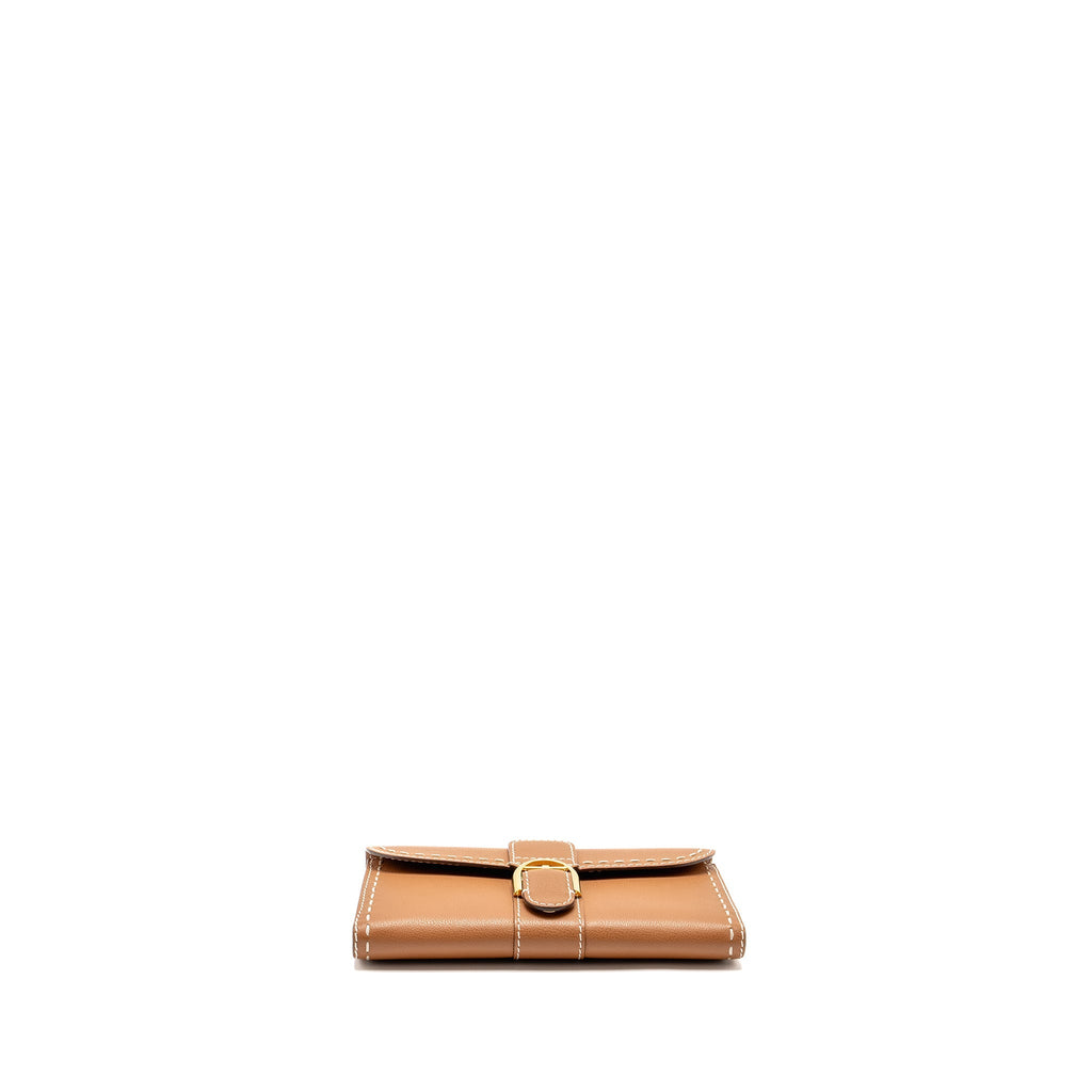 DELVAUX BRILLANT LONG WALLET CHAIN RODEO CALFSKIN CARAMEL GHW