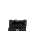 CHANEL NEW MEDIUM CHAIN EDGE BOY BAG CALFSKIN BLACK RUTHENIUM SHW