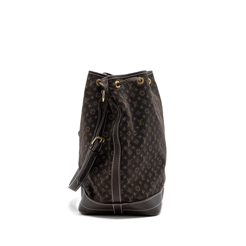 LOUIS VUITTON LIN NOE BAG FABRIC / LEATHER EBENE GHW