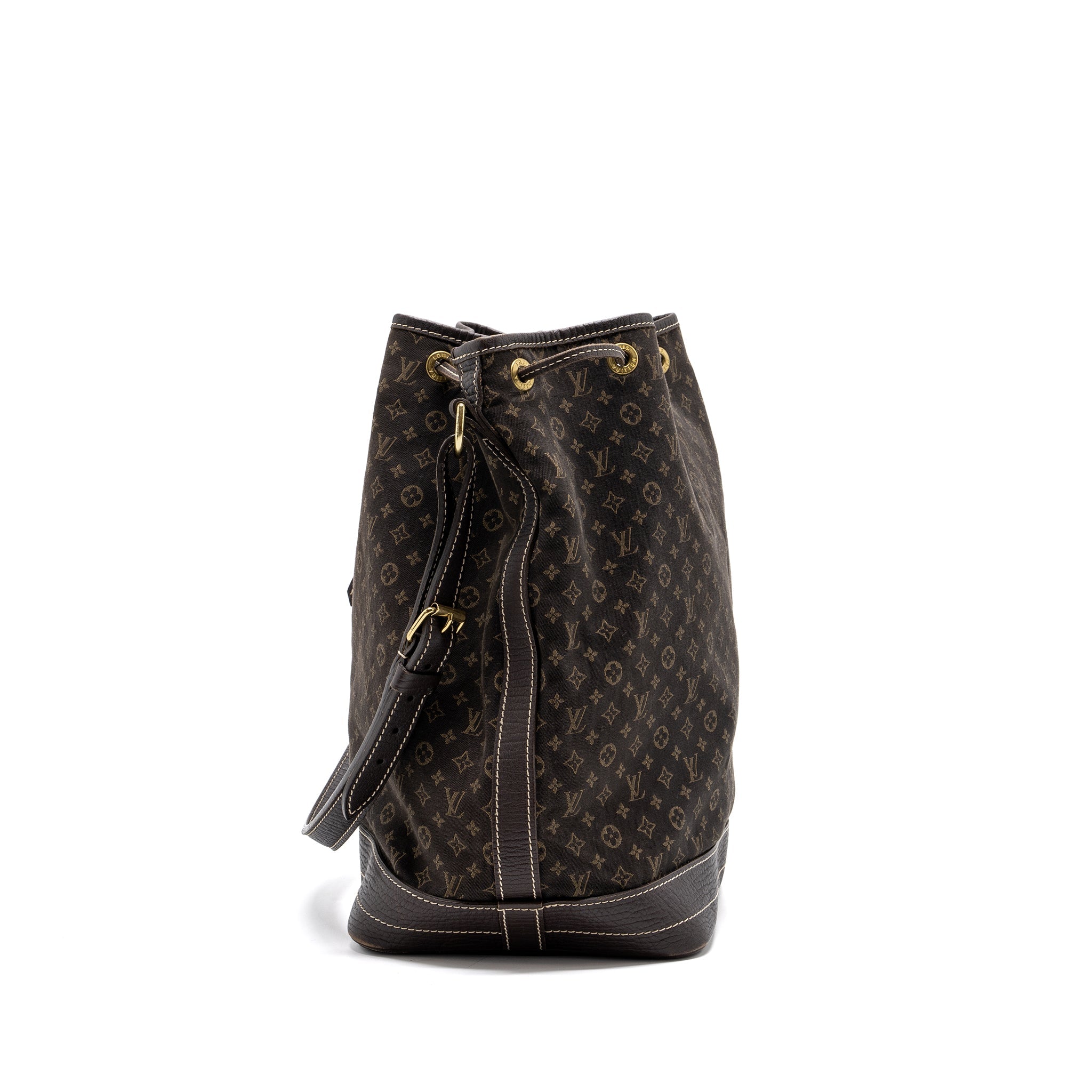 LOUIS VUITTON LIN NOE BAG FABRIC / LEATHER EBENE GHW