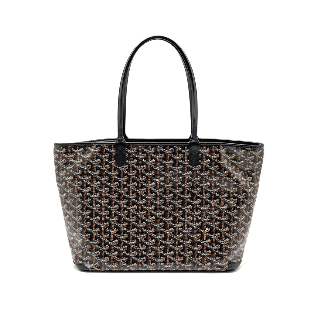 GOYARD ARTOIS PM HANDBAG GOYARDINE CANVAS/CALFSKIN BLACK SHW