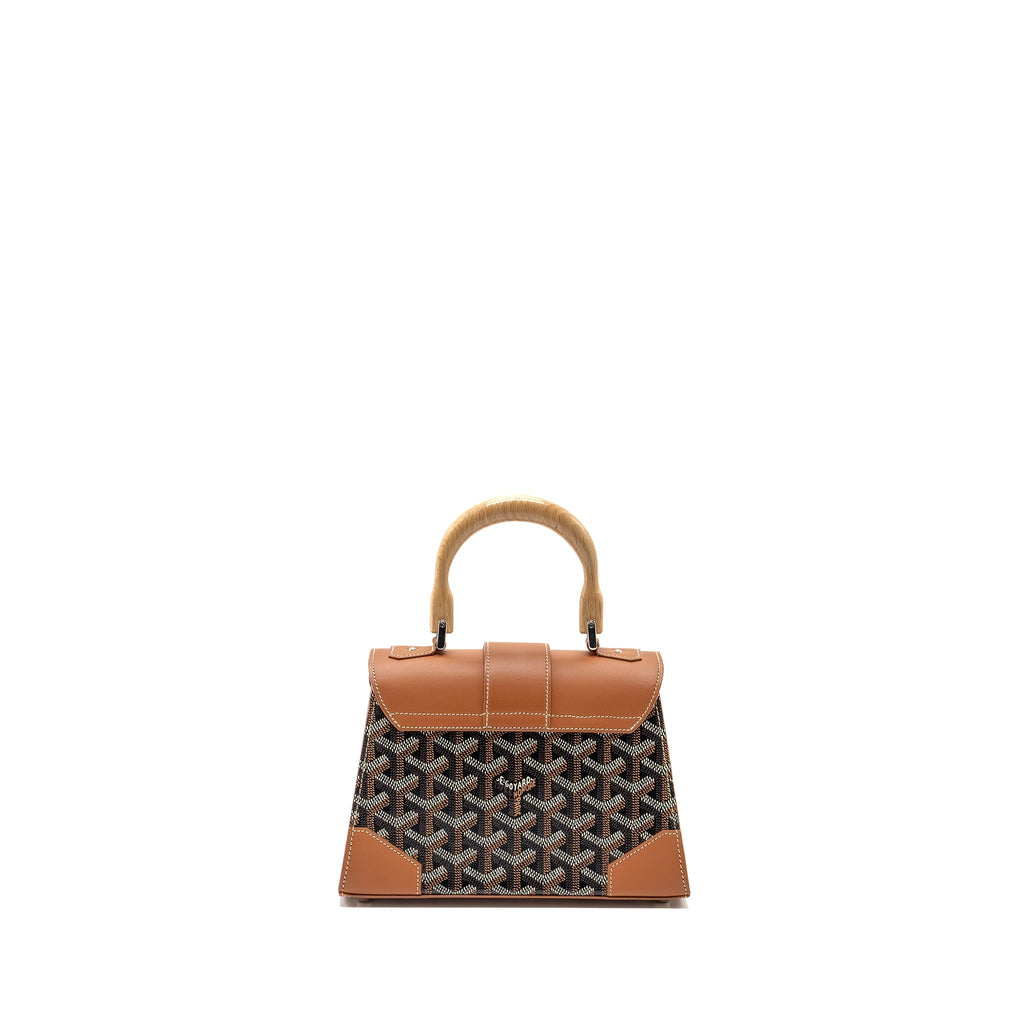 GOYARD MINI STRUCTURE SAIGON BAG CANVAS/CALFSKIN BLACK/TAN SHW