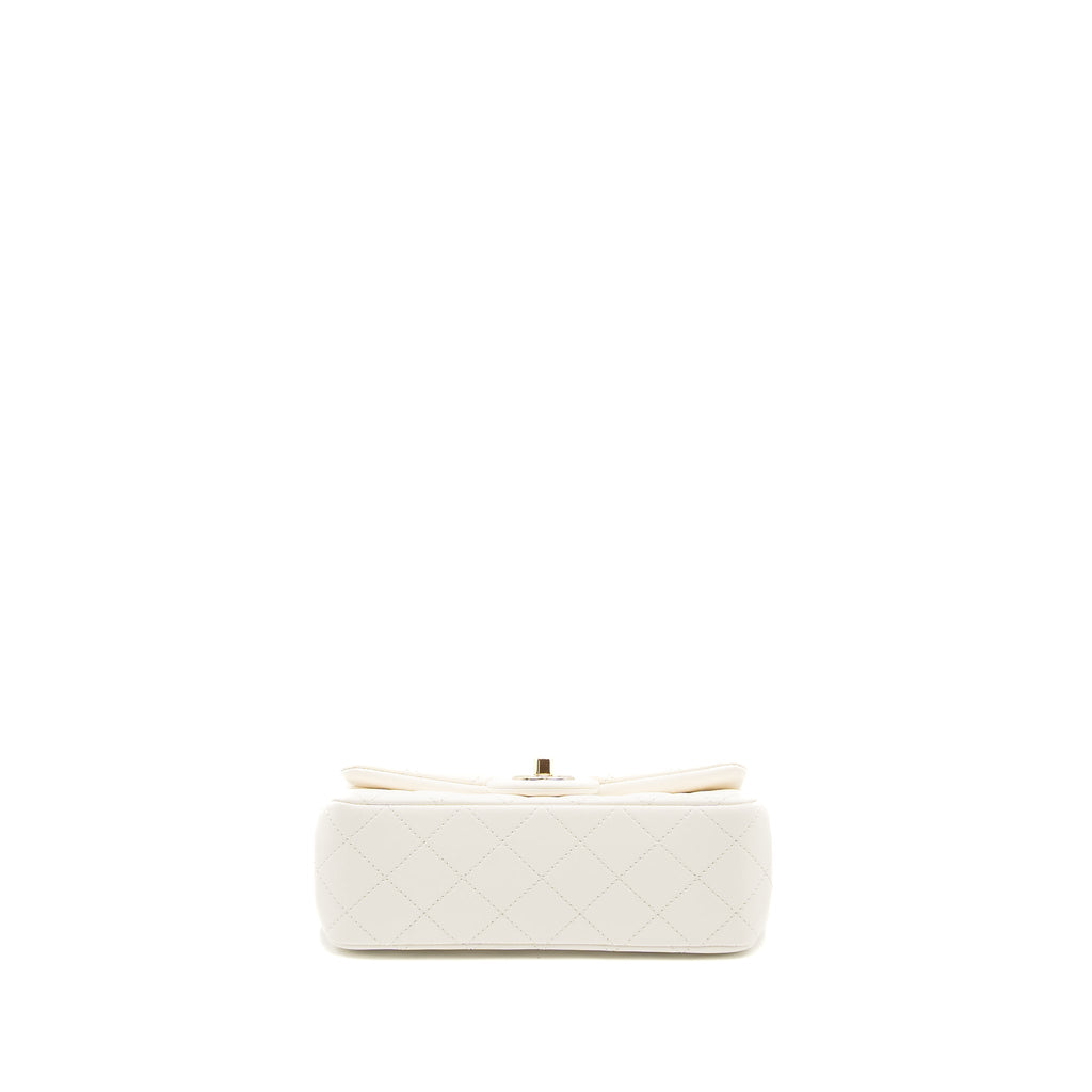 CHANEL 23C PEARL CRUSH MINI RECTANGULAR FLAP BAG LAMBSKIN WHITE LGHW (MICROCHIP)
