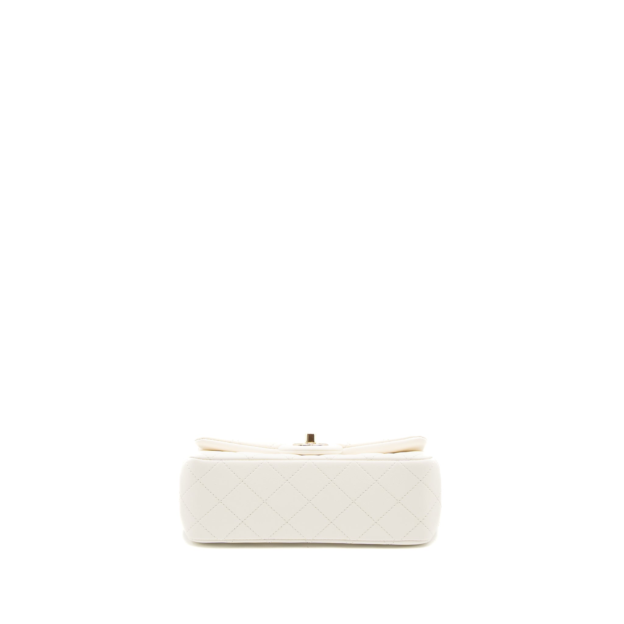 CHANEL 23C PEARL CRUSH MINI RECTANGULAR FLAP BAG LAMBSKIN WHITE LGHW (MICROCHIP)