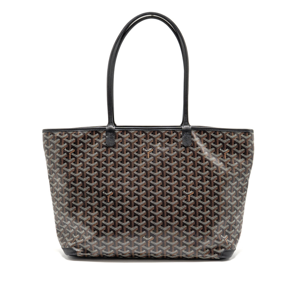 GOYARD ARTOIS MM TOTE BAG GOYARDINE CANVAS/CALFSKIN BLACK SHW