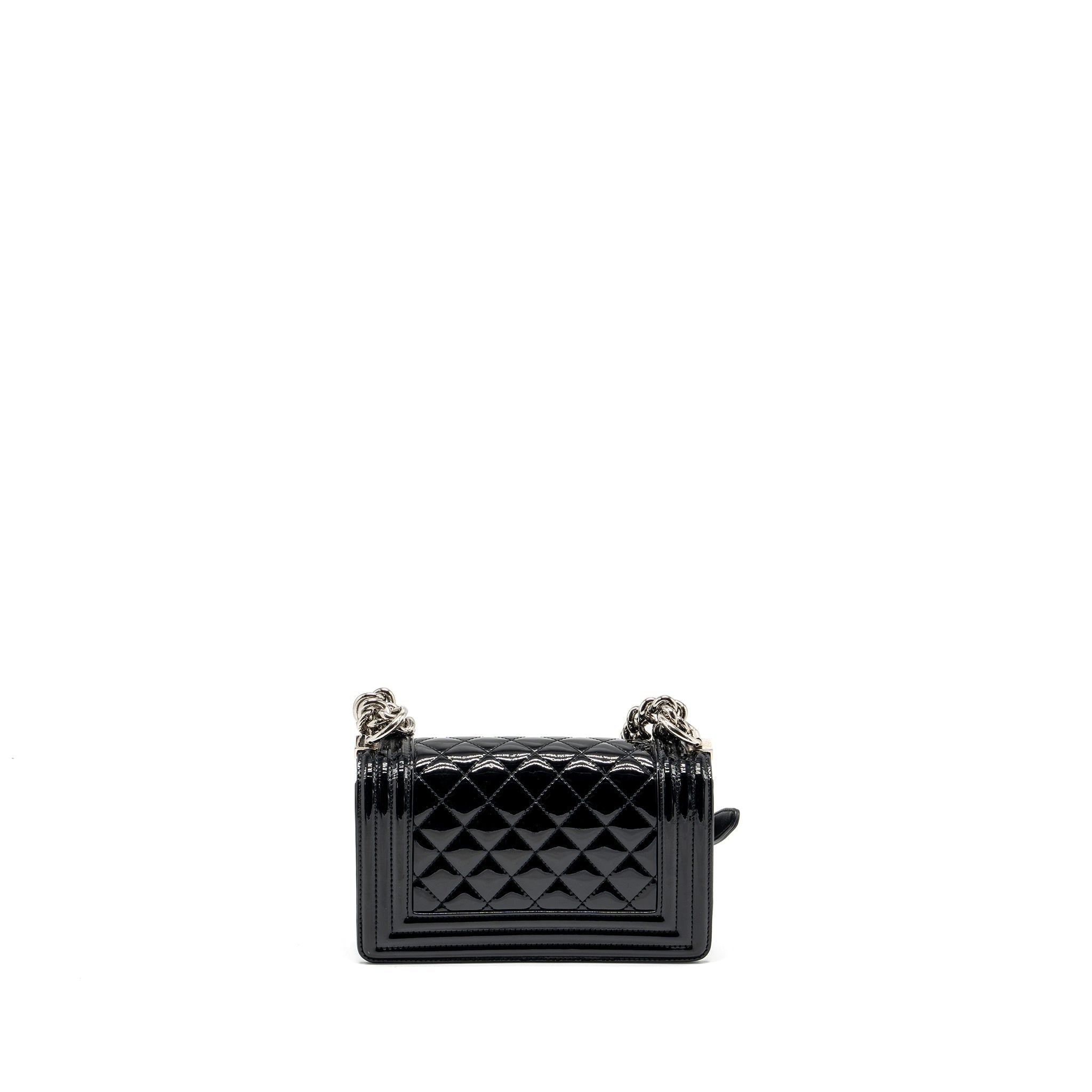 CHANEL SMALL BOY BAG PATENT BLACK MULTICOLOUR HARDWARE