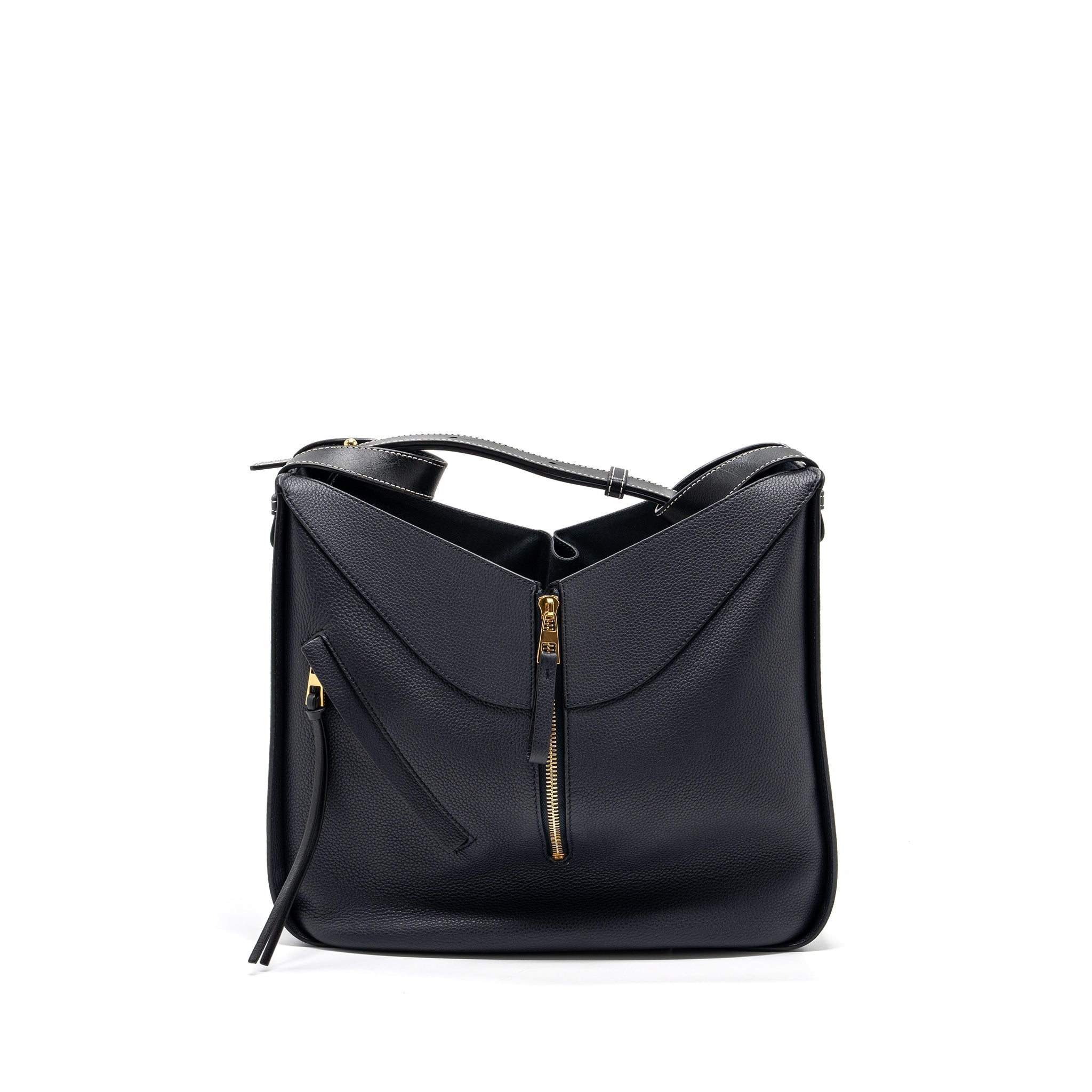 LOEWE MEDIUM HAMMOCK BAG GRAINED CALFSKIN DARK BLUE GHW