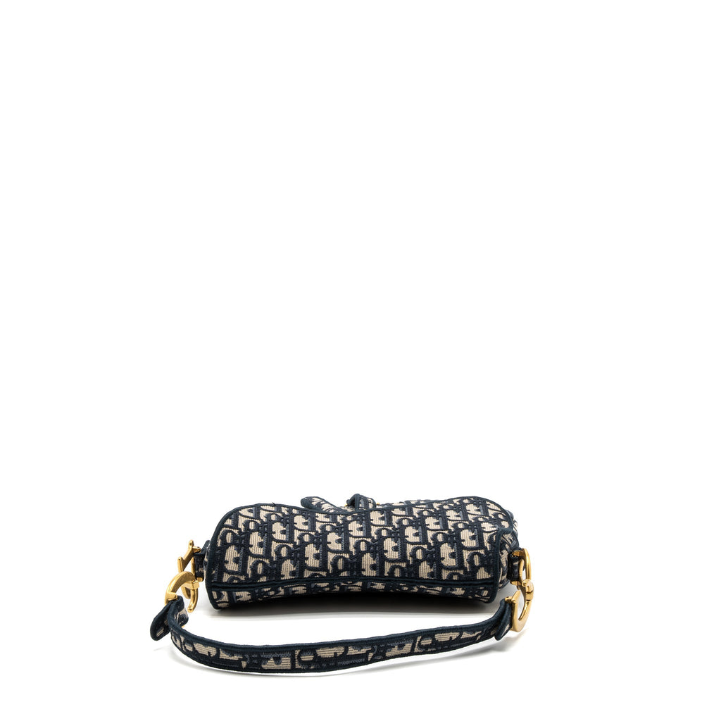 DIOR SADDLE BAG BLUE OBLIQUE EMBROIDERY GHW