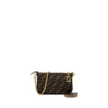 FENDI BAGUETTE POUCH BROWN JACQUARD FF FABRIC GHW