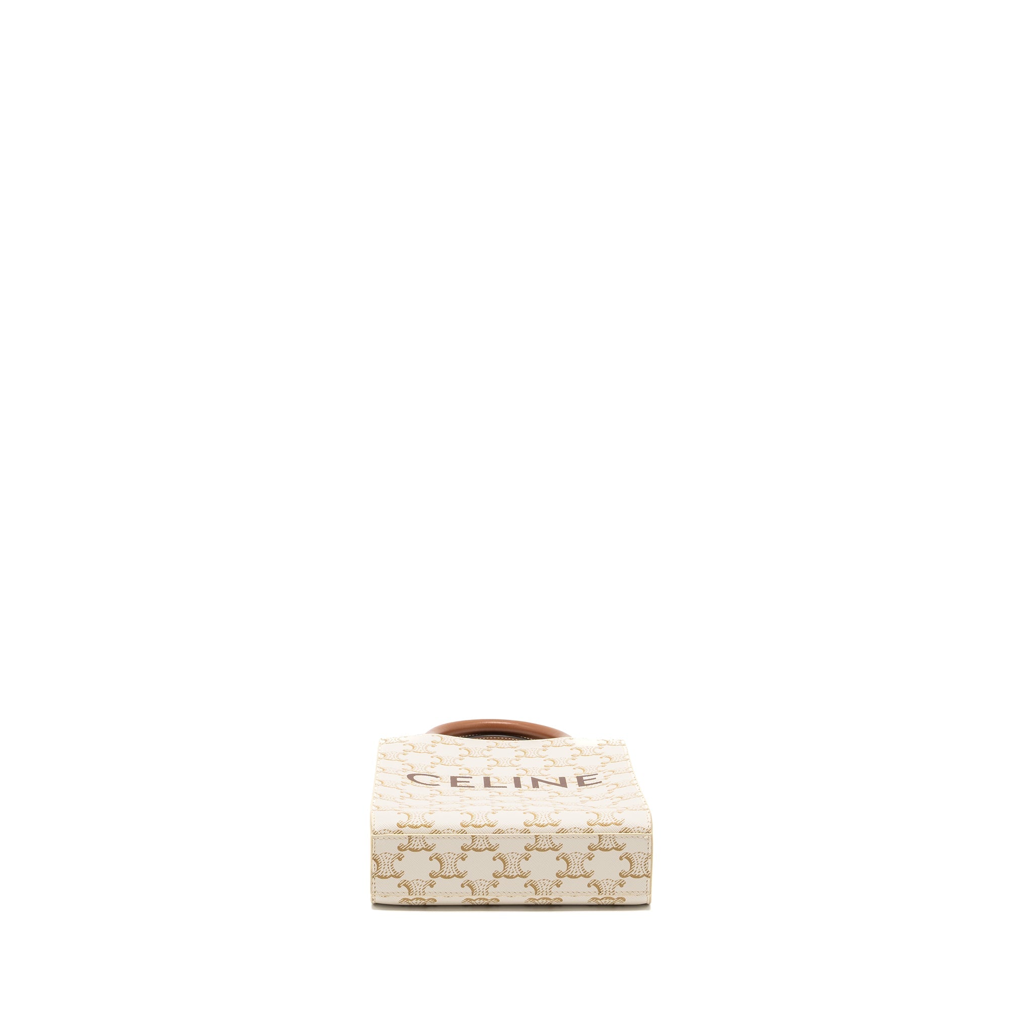 CELINE MINI VERTICAL CABAS IN TRIOMPHE CANVAS/CALFSKIN WHITE GHW