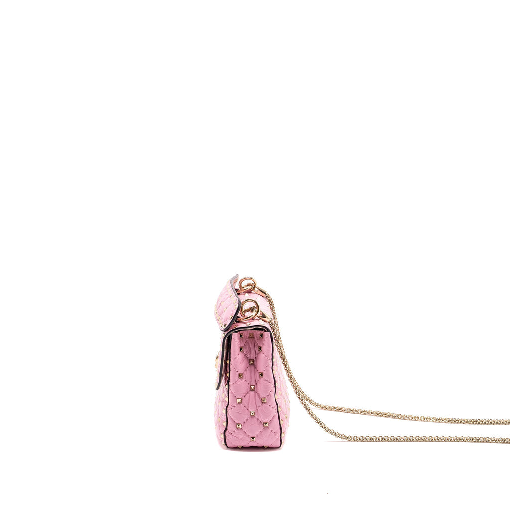 VALENTINO MEDIUM ROCKSTUD SPIKE BAG LEATHER PINK GHW