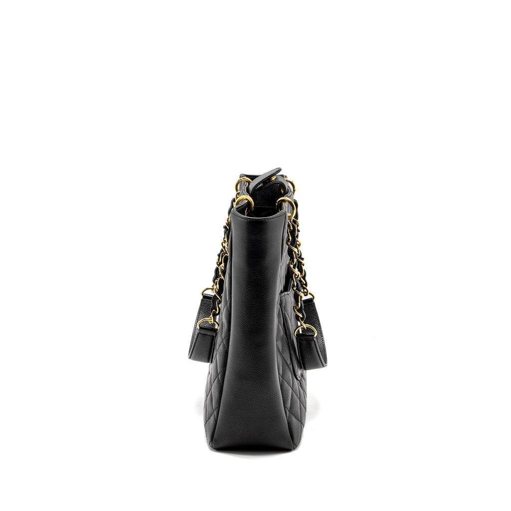 CHANEL PETIT SHOPPING TOTE BAG CAVIAR BLACK GHW