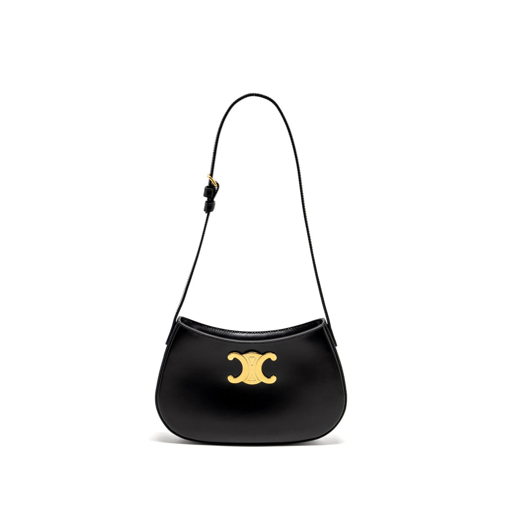 CELINE MEDIUM TILLY CHIC SHOULDER BAG SHINY CALFSKIN BLACK GHW
