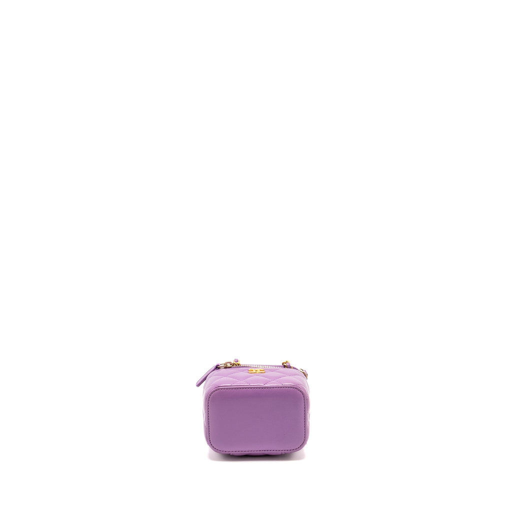 CHANEL PEARL CRUSH MINI VANITY WITH CHAIN LAMBSKIN PURPLE GHW