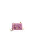 CHANEL 22P MINI SQUARE FLAP BAG TWEED PINK GHW (MICROCHIP)