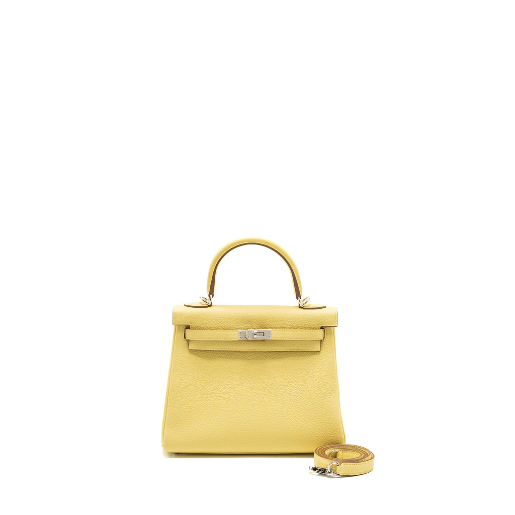 HERMES KELLY 25 TOGO 1Z JAUNE POUSSIN SHW