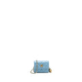 CHANEL PEARL CRUSH MINI FLAP WALLET WITH CHAIN LAMBSKIN BLUE GHW