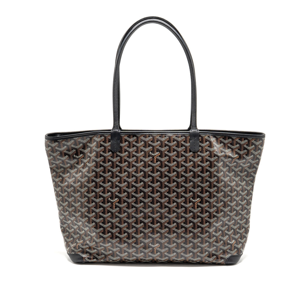 GOYARD ARTOIS MM TOTE BAG GOYARDINE CANVAS/CALFSKIN BLACK SHW