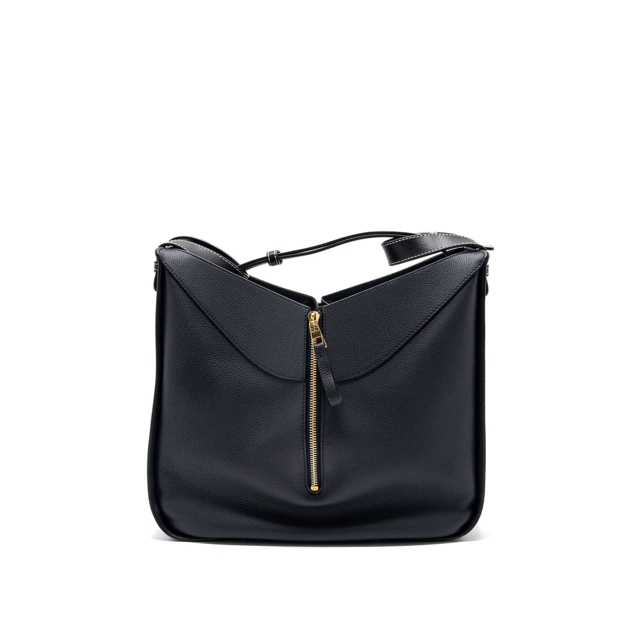 LOEWE MEDIUM HAMMOCK BAG GRAINED CALFSKIN DARK BLUE GHW