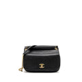 CHANEL LARGE TOP HANDLE FLAP BAG GRAINED CALFSKIN BLACK GHW