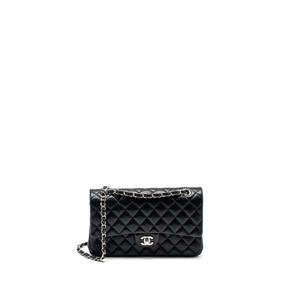 CHANEL MEDIUM CLASSIC DOUBLE FLAP BAG LAMBSKIN BLACK SHW
