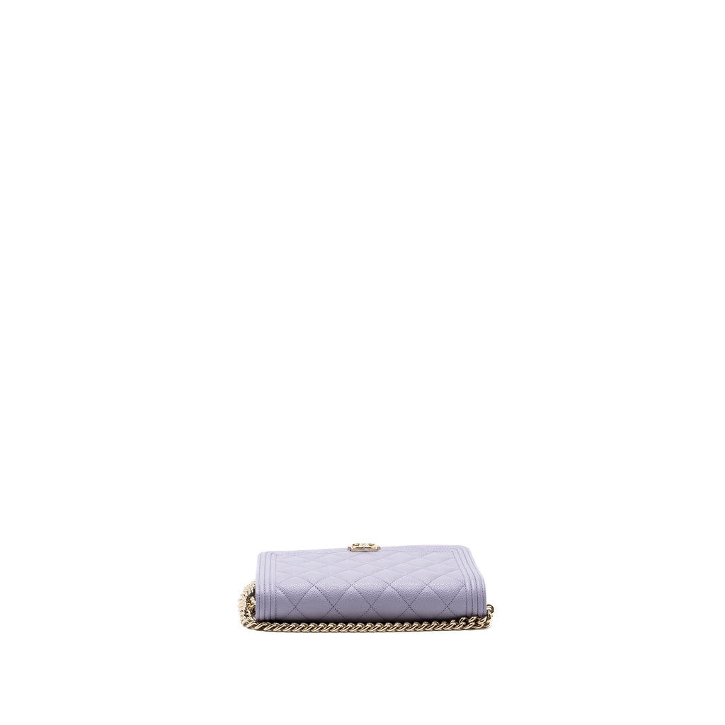 CHANEL BOY WALLET ON CHAIN CAVIAR LIALIC / LIGHT PURPLE LGHW (MICROCHIP)