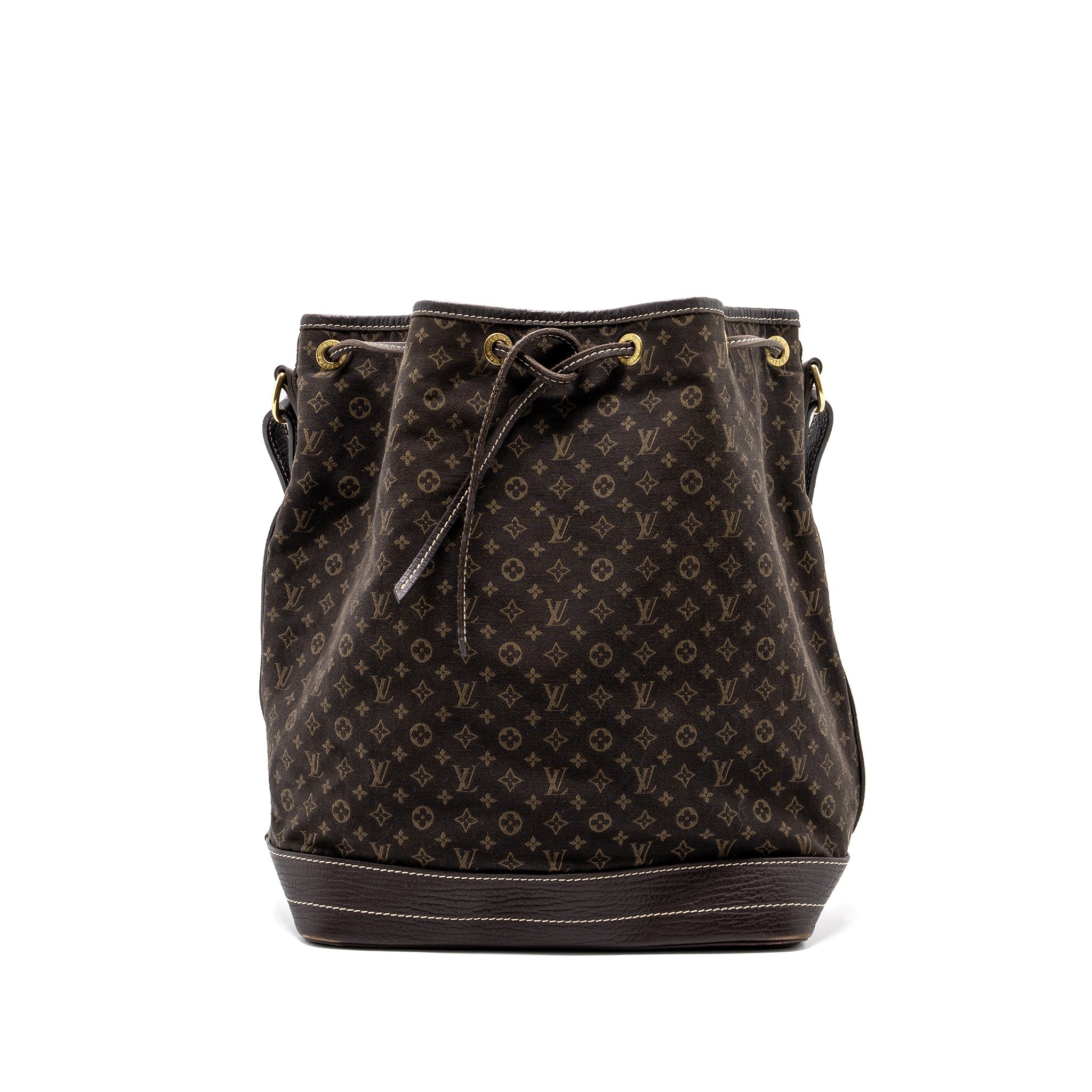 LOUIS VUITTON LIN NOE BAG FABRIC / LEATHER EBENE GHW
