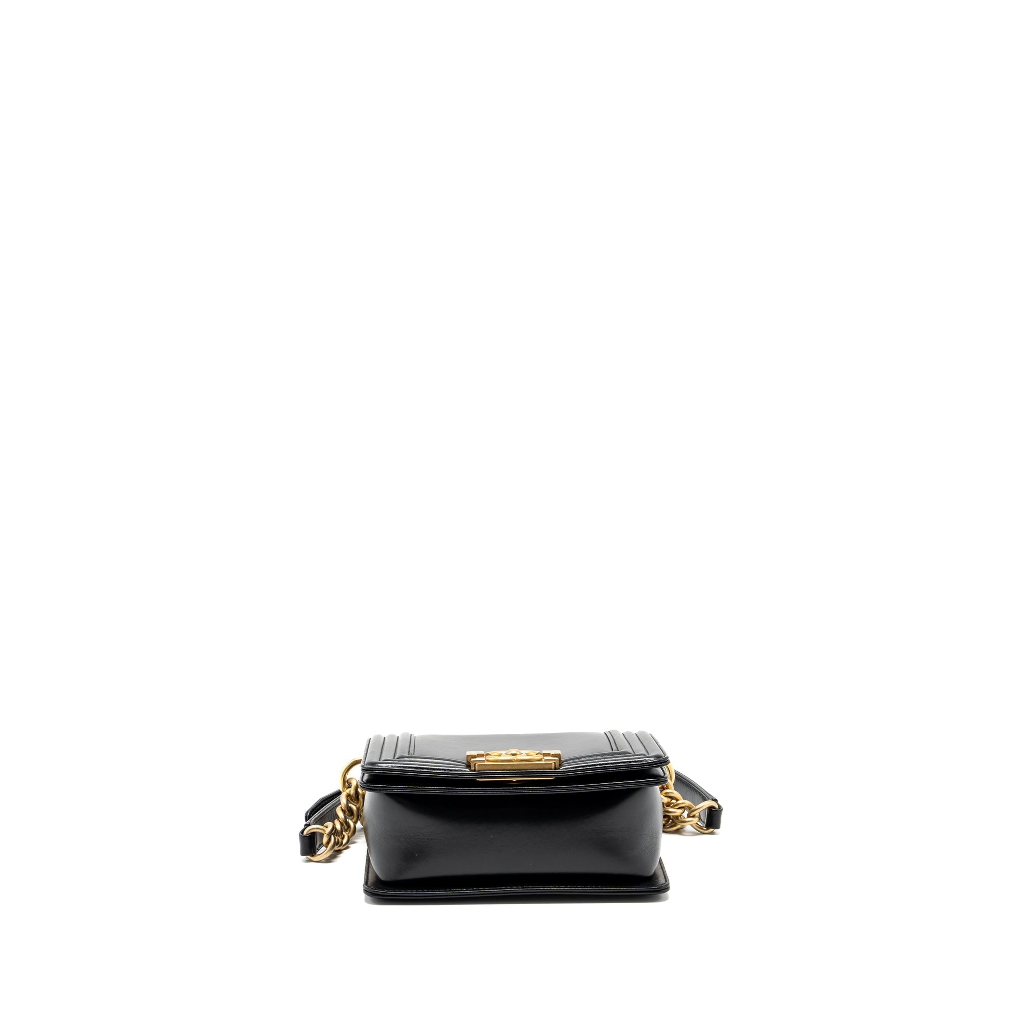 CHANEL MINI SQUARE BOY BAG LIMITED EDITION CALFSKIN BLACK GHW (MICROCHIP)