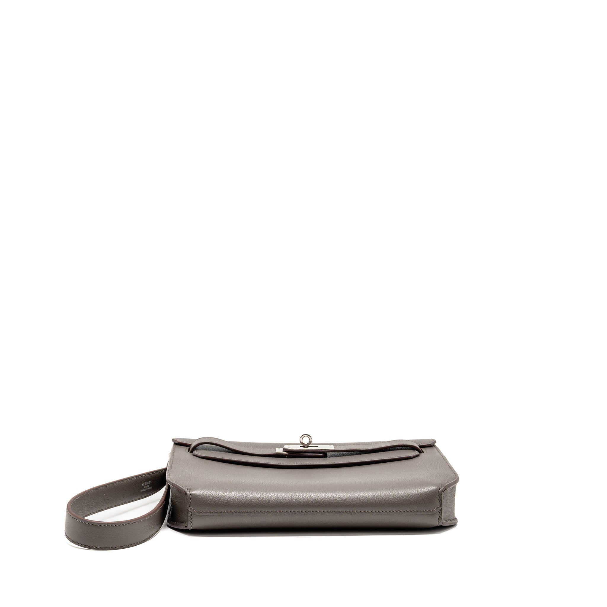 HERMES POCHETTE KELLY DEPECHES 25 EVERCOLOR GRIS ETAIN SHW