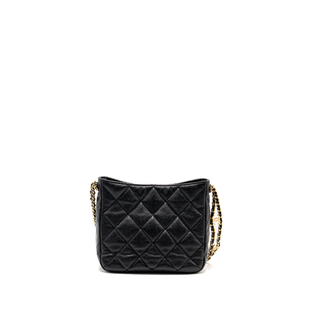 CHANEL QUILTED HOBO CAVIAR BLACK GHW (MICROCHIP)