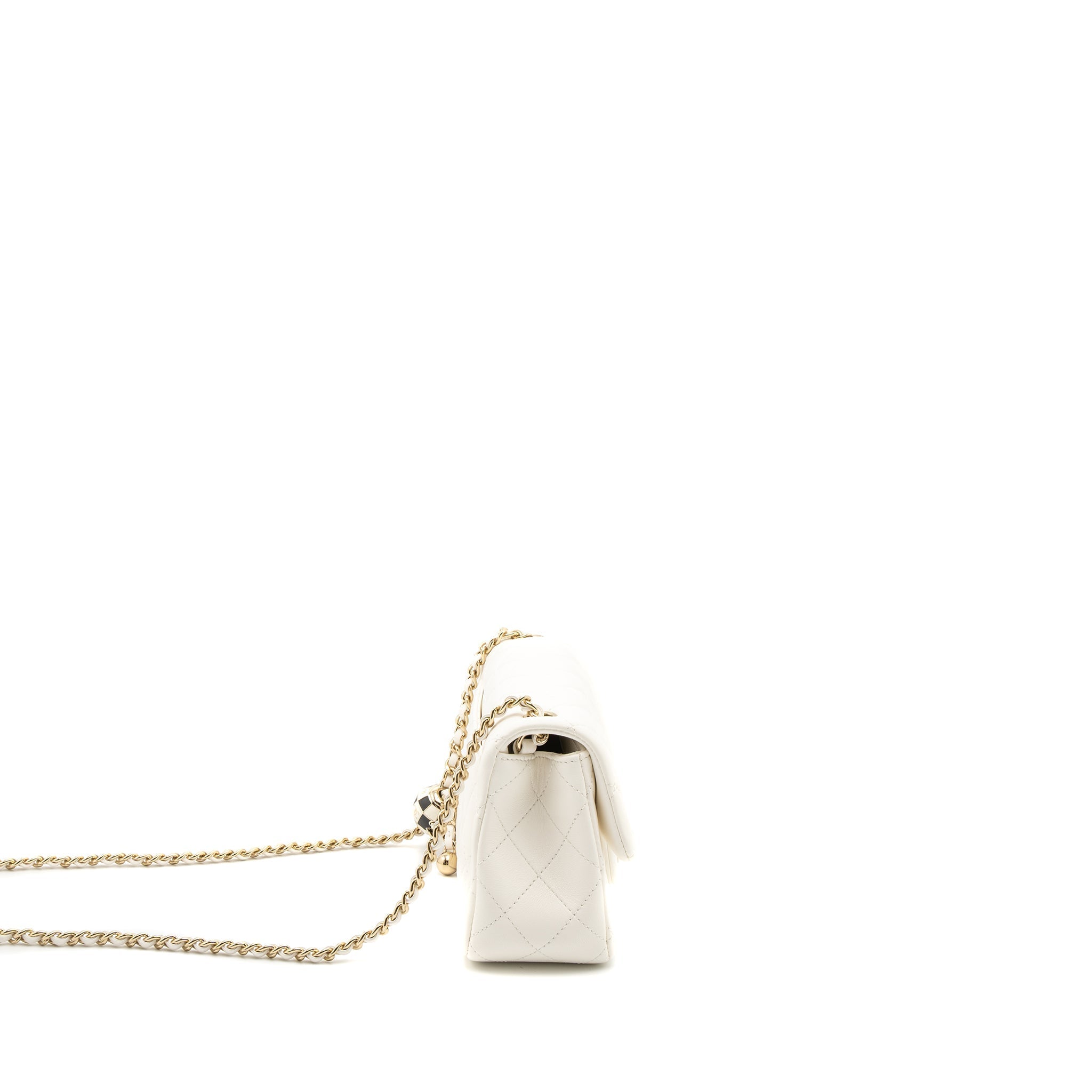 CHANEL 23C PEARL CRUSH MINI RECTANGULAR FLAP BAG LAMBSKIN WHITE LGHW (MICROCHIP)