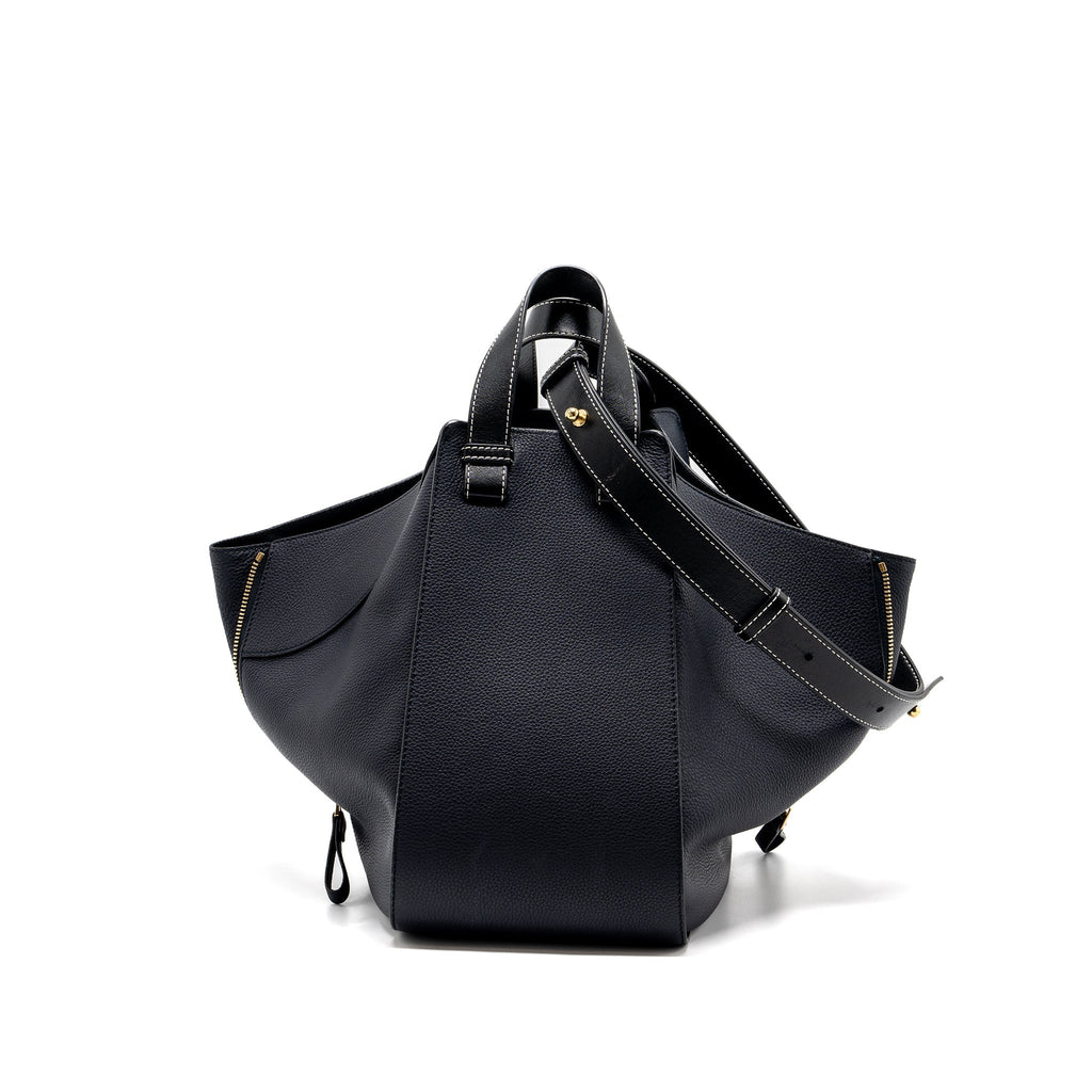 LOEWE MEDIUM HAMMOCK BAG GRAINED CALFSKIN DARK BLUE GHW