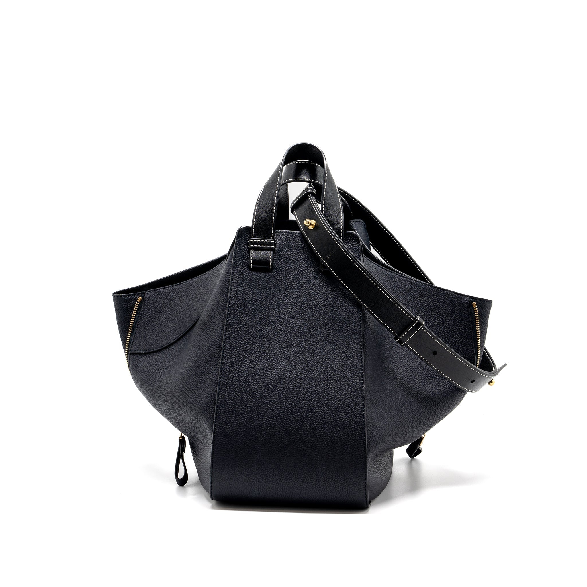 LOEWE MEDIUM HAMMOCK BAG GRAINED CALFSKIN DARK BLUE GHW