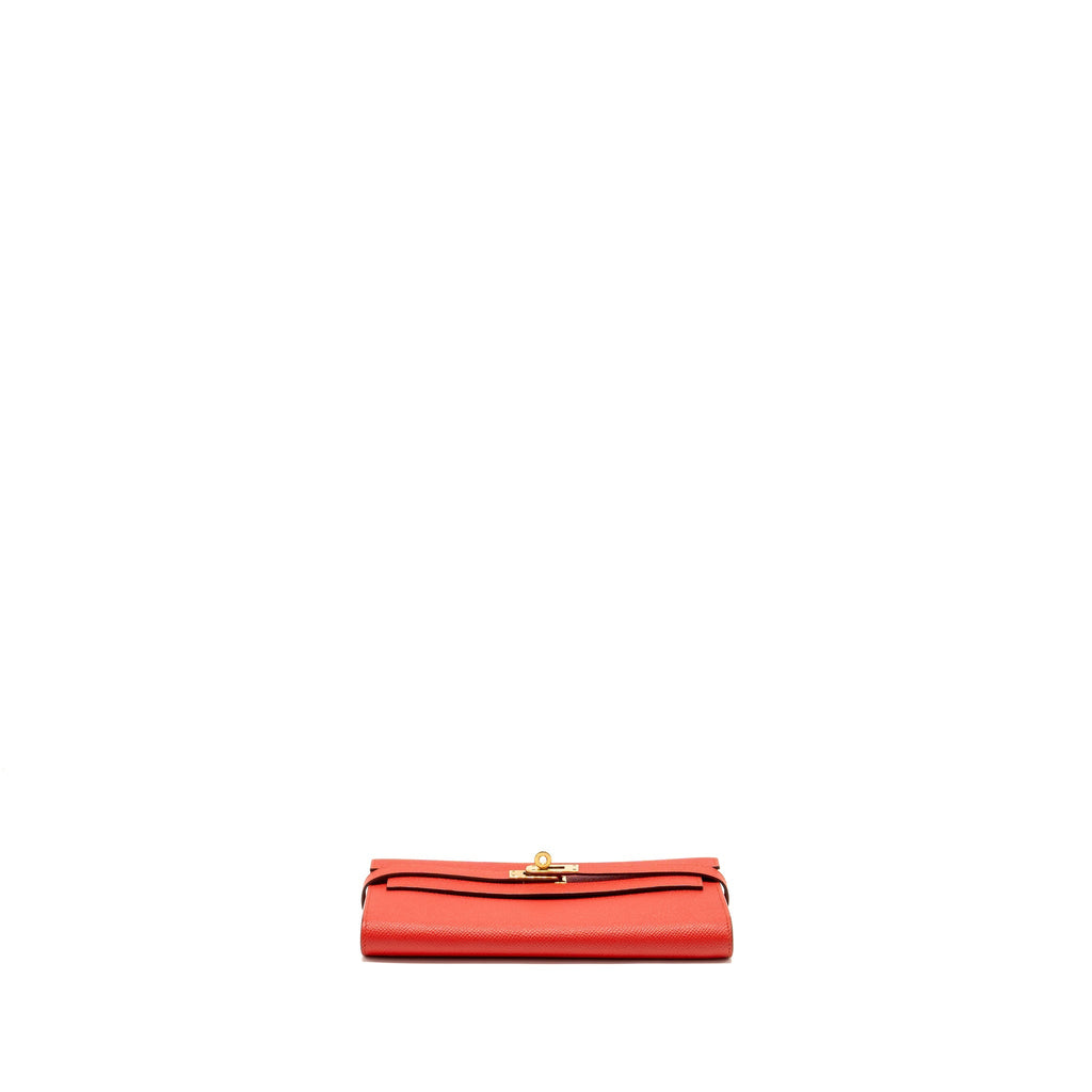 HERMES KELLY LONG WALLET EPSOM ROUGE TOMATE GHW