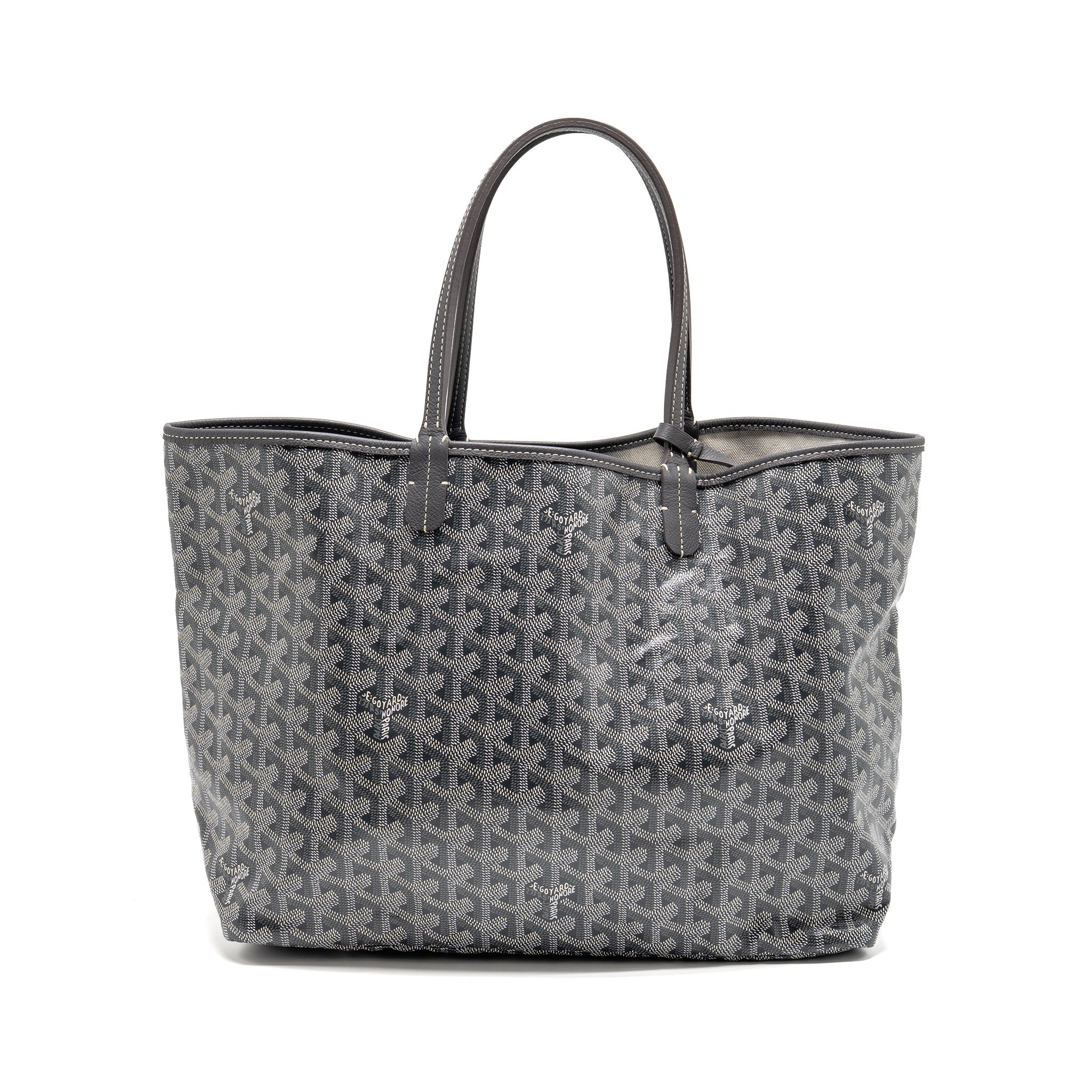 GOYARD SAINT LOUIS PM TOTE GOYARDINE CANVAS/CALFSKIN GREY SHW