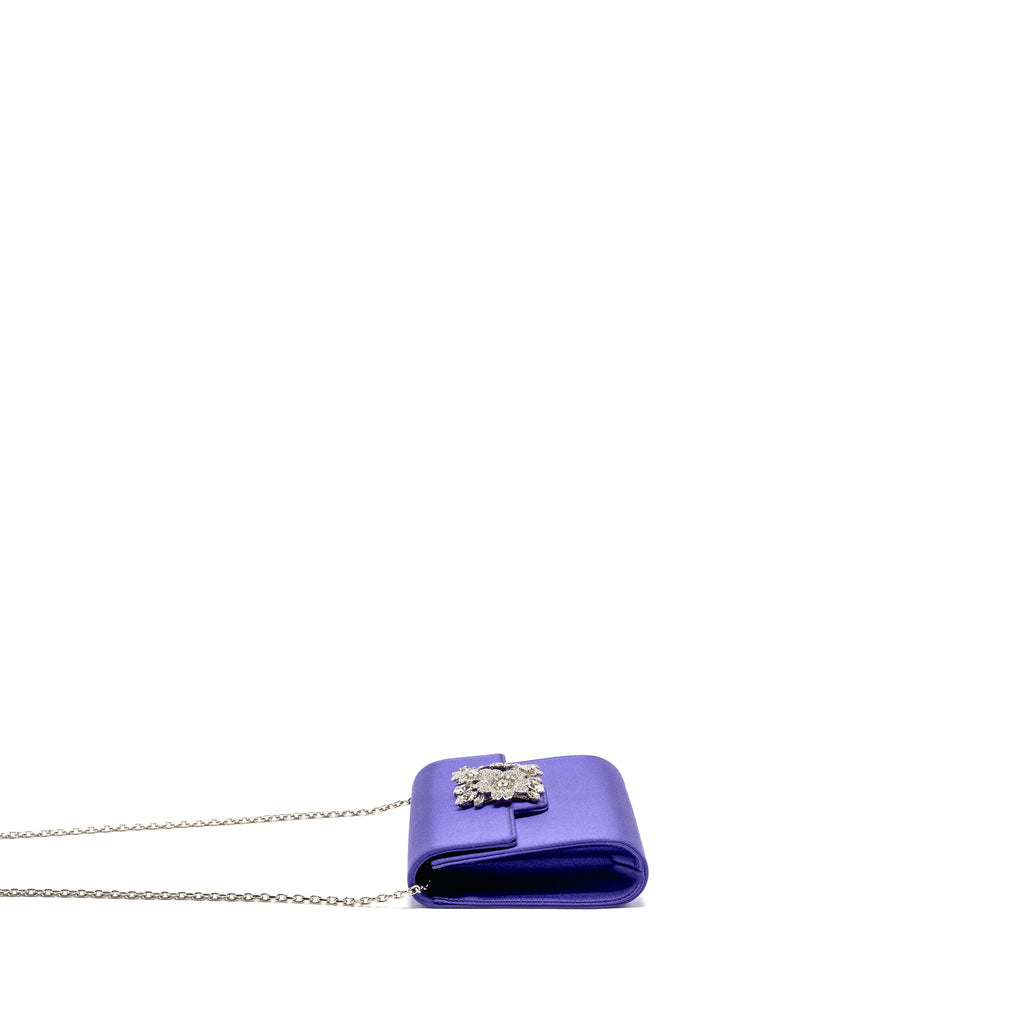 ROGER VIVIER EFFLORESCENCE MINI CLUTCH SILK BLEND SATIN PURPLE SHW